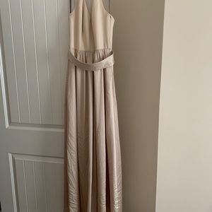 V NECK HALTER GOWN WITH SASH